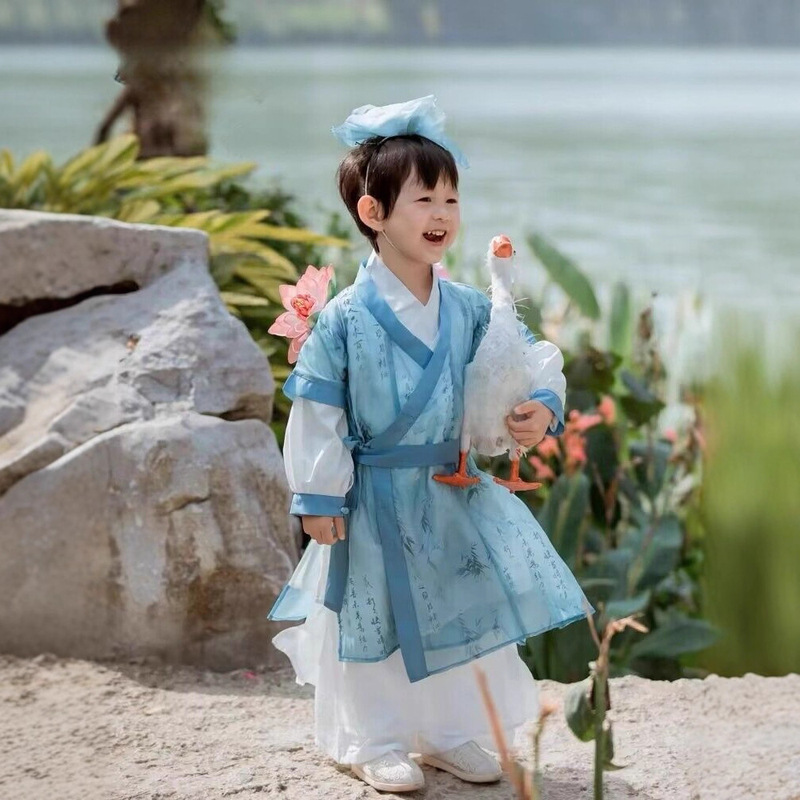 汉服男童春秋季2025新款汉服儿童古装中国风男宝宝长袍唐装表演服|undefined