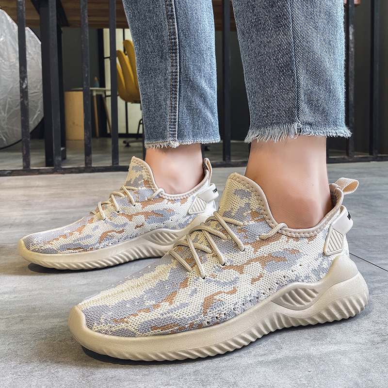 2021夏季款男鞋時尚休閑鞋男士飛織透氣潮流運動鞋男