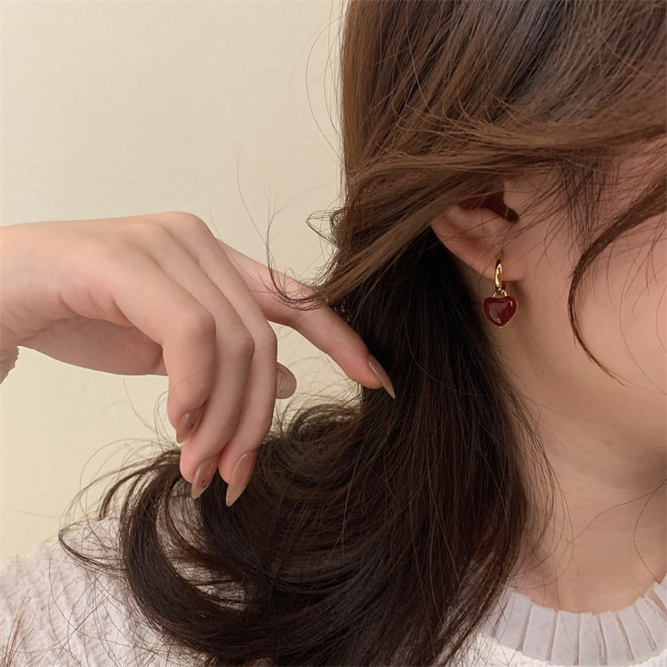 Daily Occasion Alloy Material 1 Pair Fashion Square Heart Shape Alloy Enamel Women's Drop Earrings
