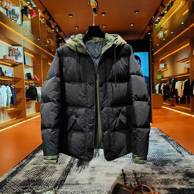 Fake Two-Piece Hooded Cotton Jacket "Casual Trendy Autumn and Winter Warm and Comfortable Men's Handsome Cotton Jacket High Quality