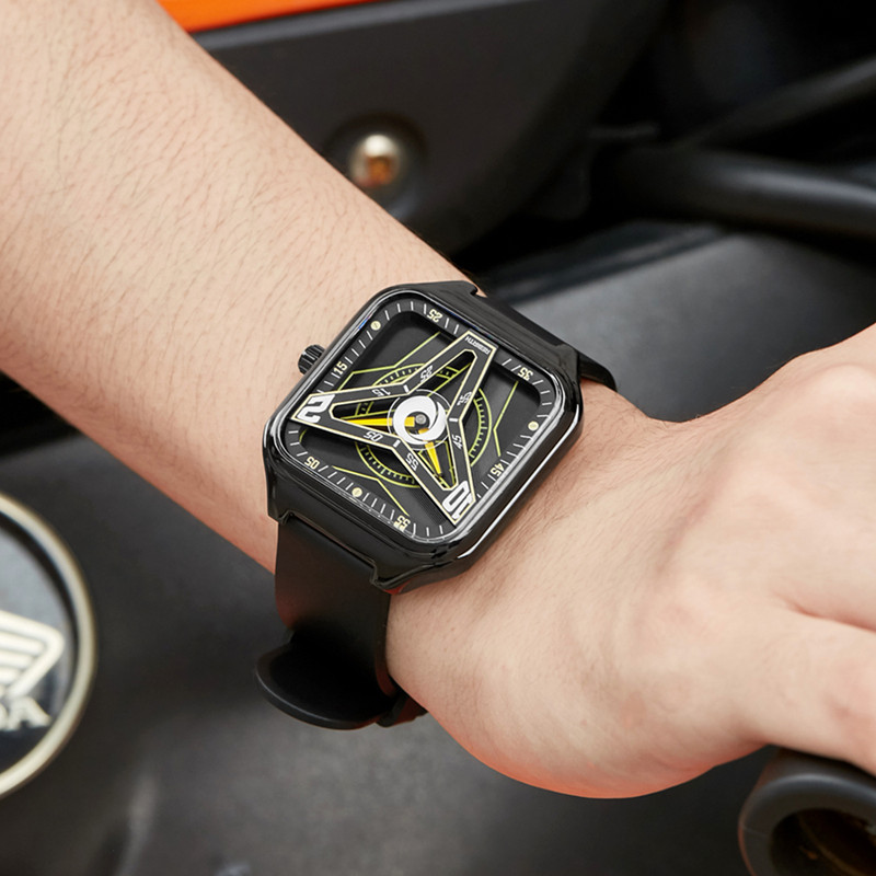 Moda gran dial temperamento hombres y mujeres reloj personalidad dominante neutral reloj de cuarzo hombres correa de silicona negra