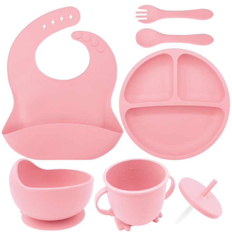 Juego de vajilla de silicona para niños, vajilla para alimentación maternoinfantil, plato de comida, tazón de comida, bebé aprende a comer, plato separado