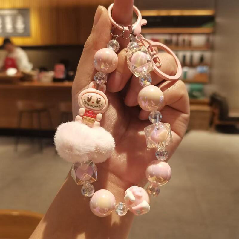 新款卡通公仔手机链条串珠手机挂件手腕短手机挂绳钥匙扣包包挂饰|undefined