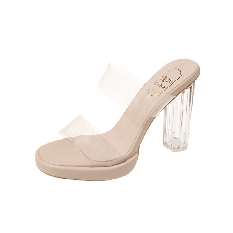 High slippers, summer footwear, fashionable shoes high heels, bright catchy style