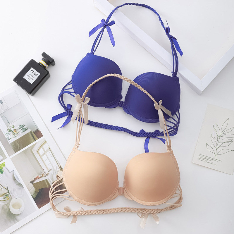 Comercio exterior ropa interior spot brillante sin marcas colgar cinturón de cuello de espalda grande sujetador de abrazadera de espalda sexy belleza de moda sujetador de chicas