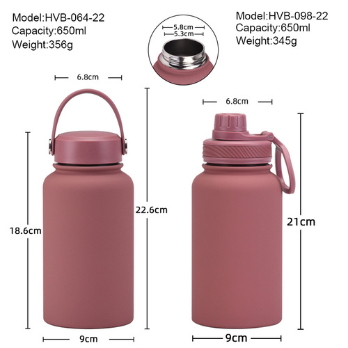 2024 New 650ml Stainless Steel Portable Sports Water Bottle Portable Outdoor Water Cup Vacuum Insulated Cup Customization