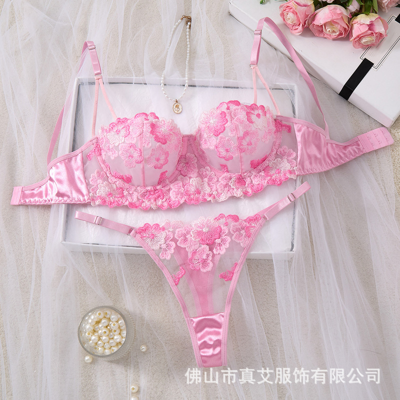 2025 New Fashion Sexy Lingerie for Women Floral Embroidery High Quality Ultra-Thin Transparent Erotic Lingerie Set 121