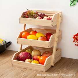 跨境木制收纳篮家用厨房蔬菜置物架水果沥水篮桌面面包零食储物架