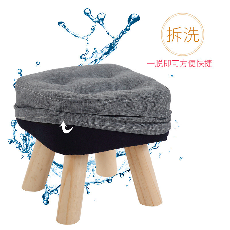 Taburetes de tela creativos pequeños taburetes caseros adultos sofá taburetes sala de estar dormitorio red roja taburetes de madera sólida silla pequeña