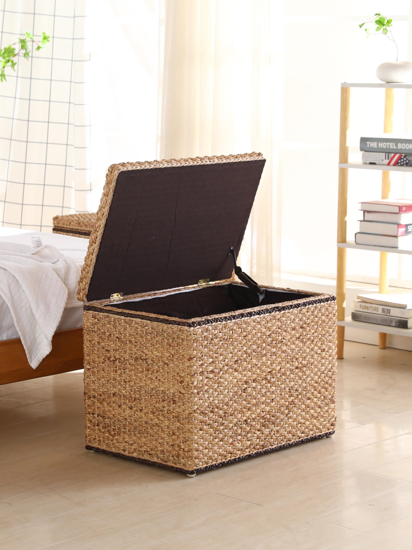 草编收纳箱储物箱长方形坐箱草编换鞋凳储物田园坐凳床尾凳沙发凳