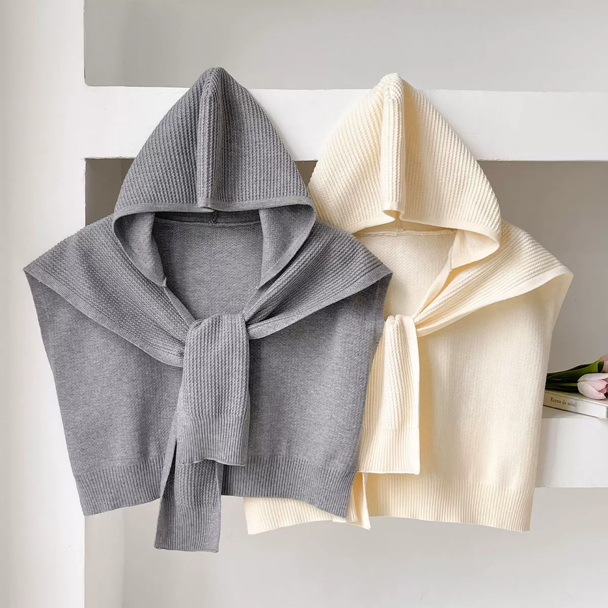 2025秋季小披肩女时尚圆领斗篷搭肩保暖护颈围脖针织羊毛披肩