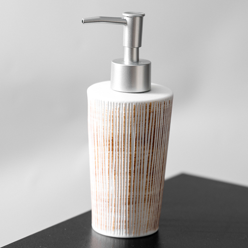 Botella de loción de cerámica de baño de hotel, botella dividida, champú a presión, gel de ducha, loción de manos, acondicionador, botella vacía