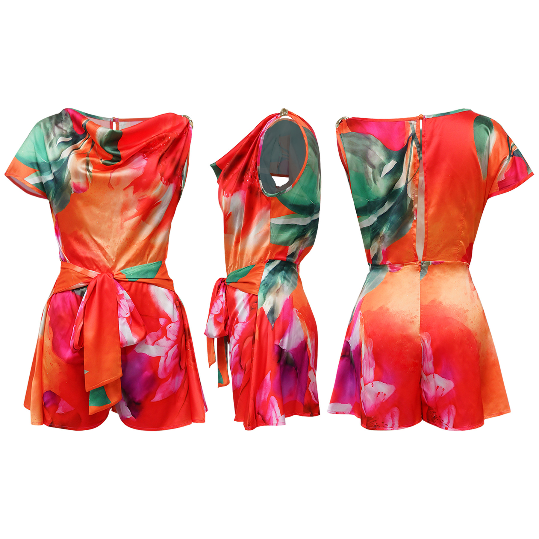 European And American Fashion Women's Backless Asymmetrical Printed Jumpsuit Sexy Casual Style Direct Sale From Factory_ecoleips.com