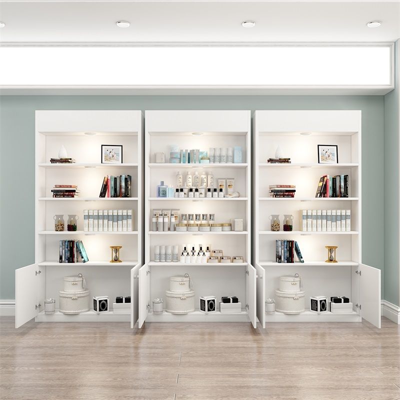 欧式化妆品展示柜落地商用美甲店理发店美容院货柜产品陈列柜