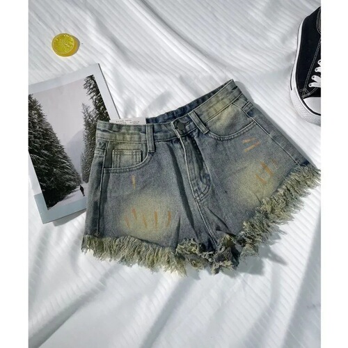 Retro Cowboy Fringe Shorts 2025 Summer Hot Girl Ins Hemmed Fitted Slimming High-Waisted Pants
