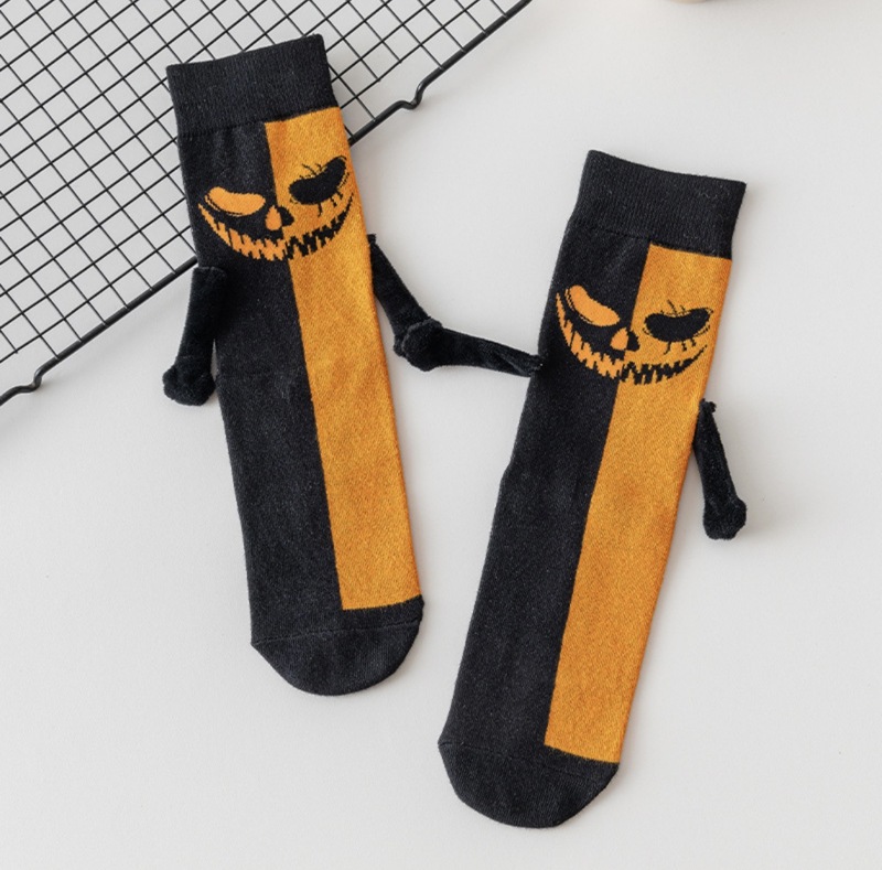 欧米のins風の中で筒のカボチャの靴下のハロウィンのアイデアは手をつないで靴下をつないでかわいいです。|undefined