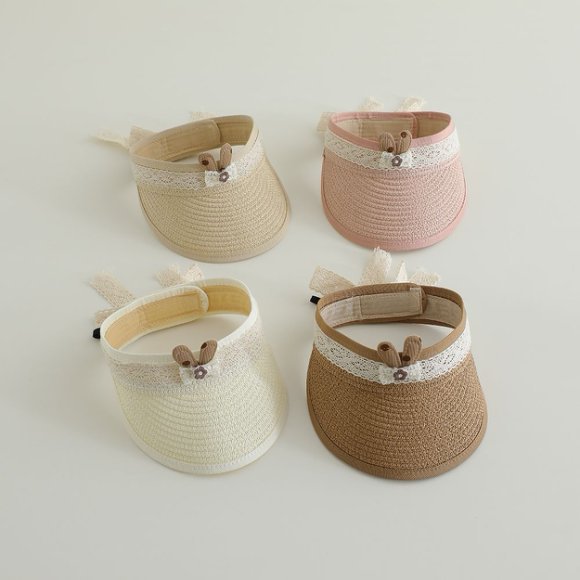 Sombrero de paja de encaje vacío para niños de verano coreano para bebés de protección solar sin techo para viajar sombrero de sol para mujeres de moda