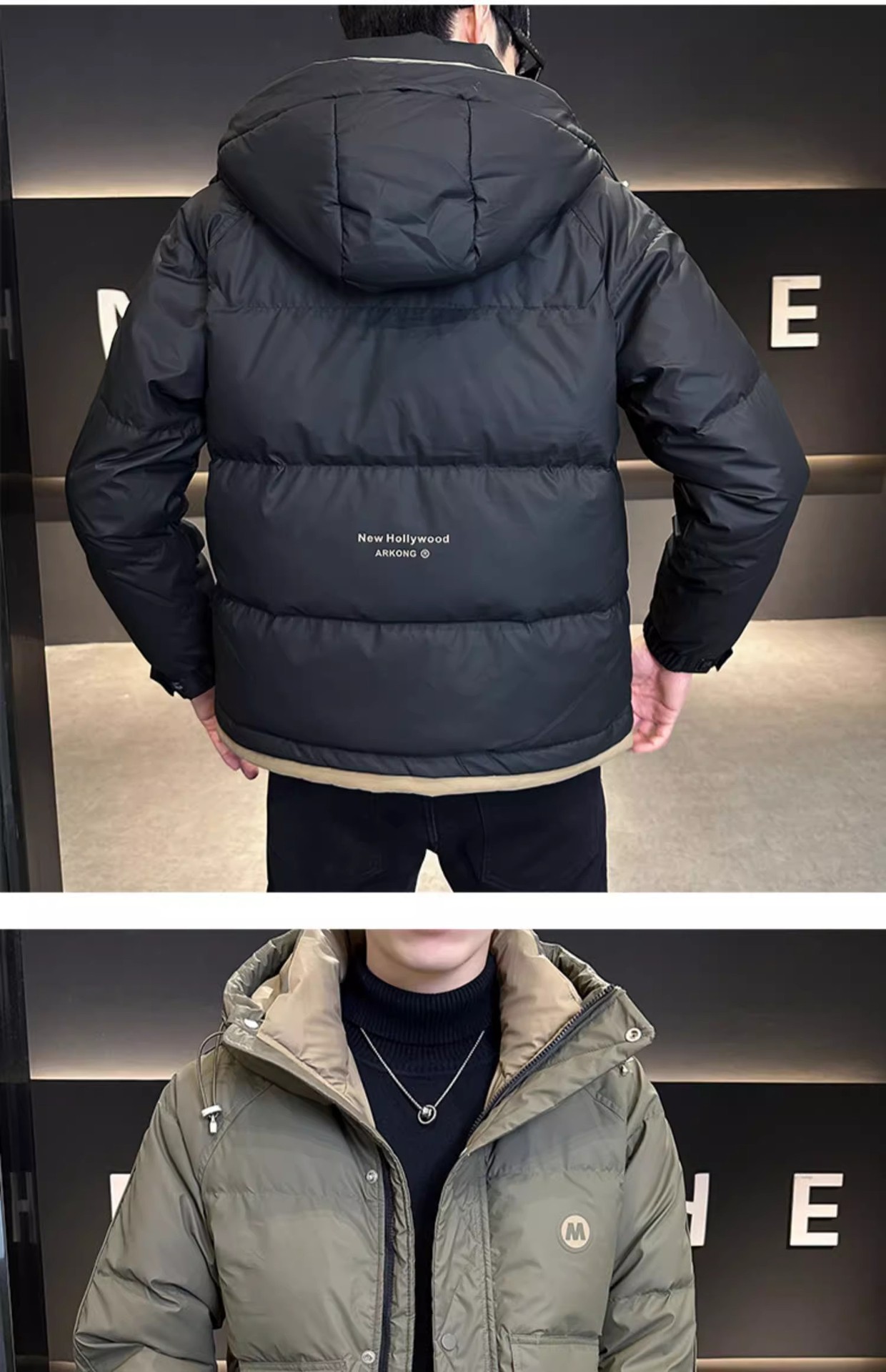 Abbigliamento maschile Nuovo colore solido moda uomo giacca in cotone e seta uomo giacca in cotone e seta calda spessa con cappuccio studente giacca in cotone e seta uomo_voghion.com