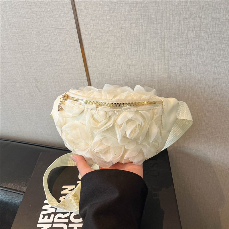 2026 nuevo dulce flor de malla bolso de cintura moda simple personalidad mochila de hombro bolso de damas bolso de pecho de encaje
