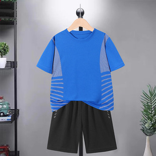 Children's Sports Suit, Boy's Quick-Drying Basketball Uniform, Medium and Large Kidsren's Short-Sleeved T-Shirt, Summer Shorts Two-Piece Set