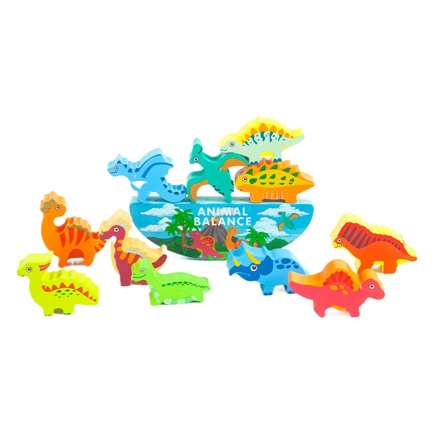 Anillo de apilamiento para niños rompecabezas educación temprana rompecabezas juguetes educativos para niños dinosaurio equilibrio apilamiento alto bloques de construcción Juguetes