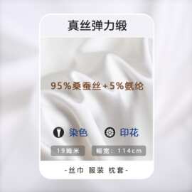 现货19姆米真丝弹力缎面布连衣裙衬衫布料真丝弹力缎114门幅