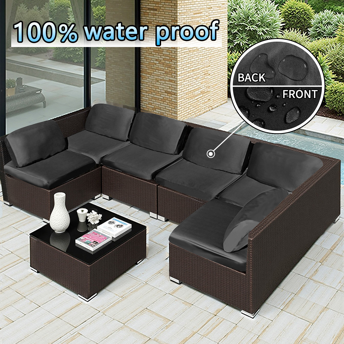 Amazon transfronterizo TPU película impermeable seda seda sofá cojín cubierta de sofá elástico al aire libre cubierta de sofá