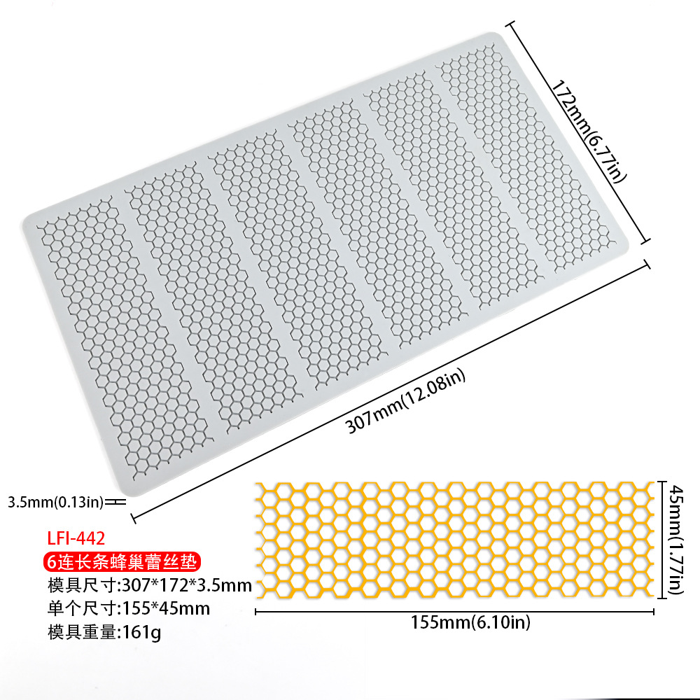 Molde de pastel de nido de abeja Molde de pastel de panal de malla tridimensional Molde de silicona de abeja Molde crujiente de chocolate