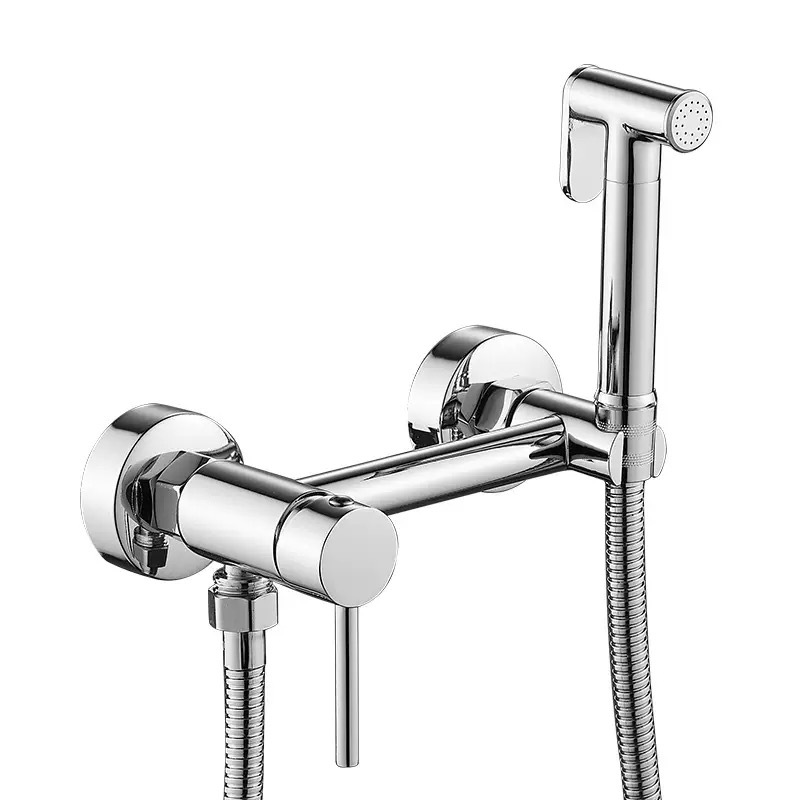 Bidé de cobre oculto para montaje en pared con pistola pulverizadora de alta presión, grifo de inodoro preinstalado para agua fría y caliente, transfronterizo