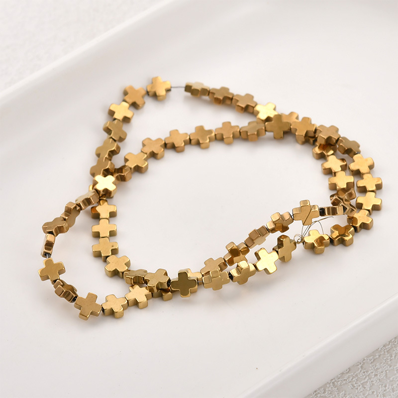 Black gallstone plated with real gold, color-retaining starburst shell rose spacer beads, DIY handmade beaded bracelet and necklace accessories