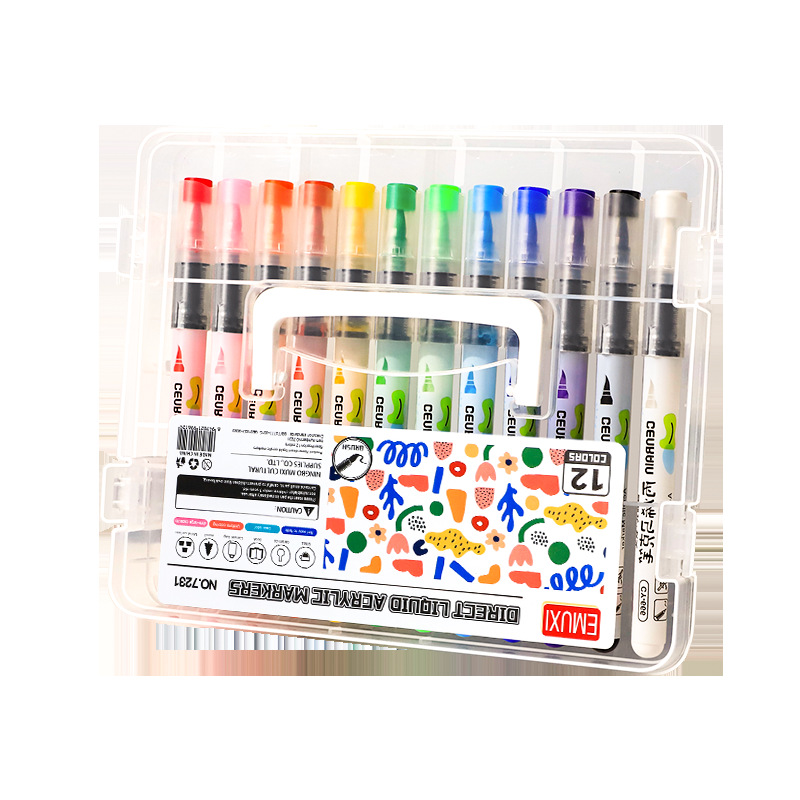 Líquido recto tipo blando acrílico marcador de pluma acuarela conjunto de color impermeable impermeable plegable pincel de pintura de color estudiantes de arte