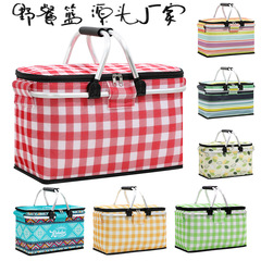 跨境戶外保溫籃鋁箔加厚野餐籃牛津布摺疊野餐包保溫冰袋冰籃