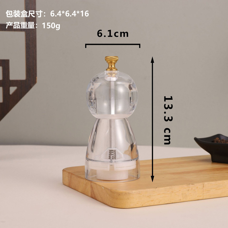新しいペッパーグラインダーアークボトル手動グラインダーアクリル素材落下耐性と耐久性のあるキッチン調味料瓶|undefined