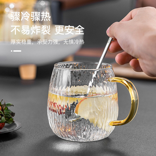 CCKO household high-bay silicon glass water cup coffee milk cup high-value beer juice cup ins style striped cup