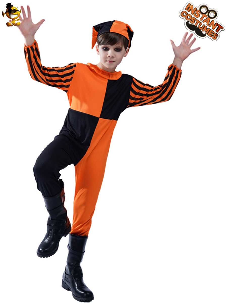 Niño de Halloween los niños europeos y americanos horror malvado payaso papel rendimiento traje Cosplay