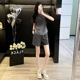 欧货运动套装女夏时尚洋气时髦减龄炸街显瘦短袖短裤休闲两件套潮