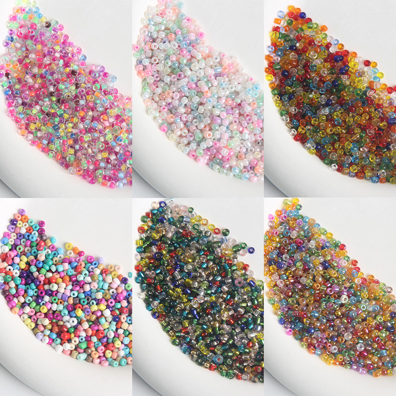 234mm Solid Color Paint Transparent Color Plated Silver Filled Cream Rice Beads Round Beads DIY Loose Beads Jewelry Accessories Beading Material