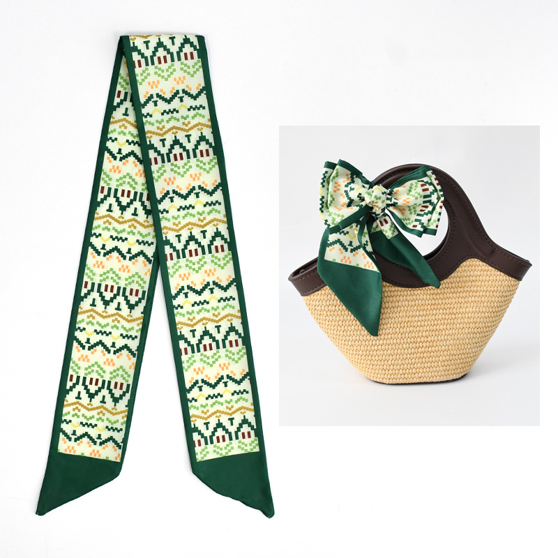 Primavera y otoño lindo y dulce bufanda de seda larga cinta para el cabello caja de regalo bolsa de amarre cinta multifunción fresca pequeña y versátil