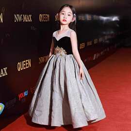 儿童走秀礼服2026新款法式赫本风蓬蓬公主裙小女孩钢琴演奏演出服