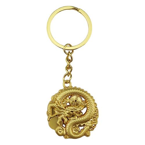 New Dragon Zodiac Keychain Pendant, National Trend Metal Craft Car Ornament, Small Gift with LOGO Engraving