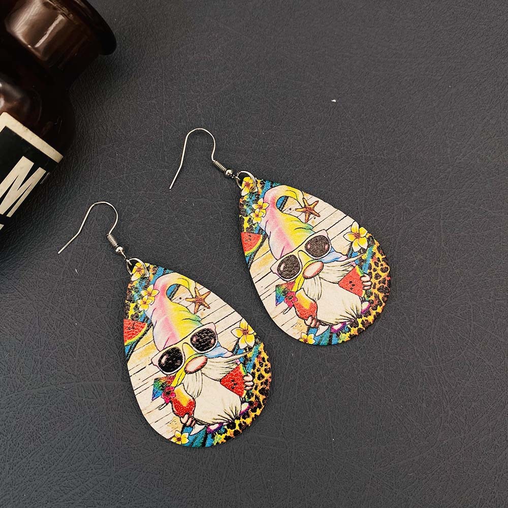 Cartoon Style Cartoon Water Droplets Pu Leather Women's Earrings 1 Pair display picture 4