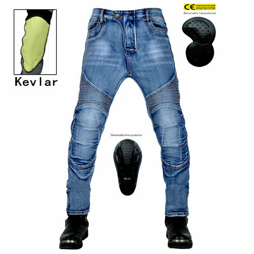 Men's motorcycle jeans, retro casual anti-fall pants, washed stretch riding pants, Kevlar motorcycle tear-resistant pants