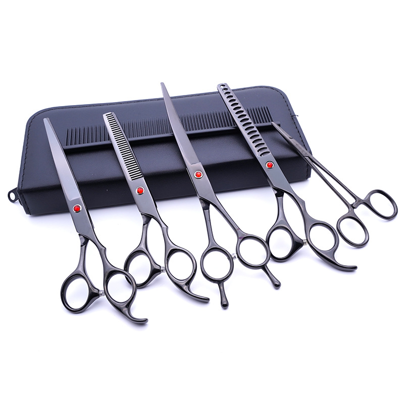 Negro 4 doble cola tijeras Traje + pinzas de depilación