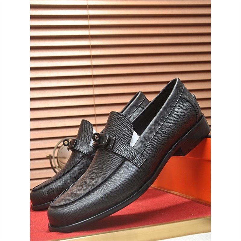 Luxury European Genuine Leather Men's Shoes Oxford Shoes Men's European and American Slip-On Lazy Shoes Lock Buckle Casual Leather Shoes