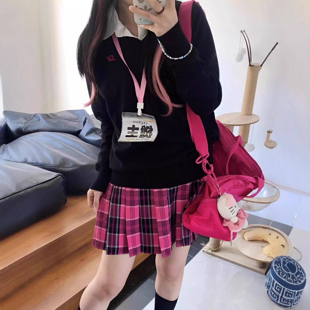 XIAOMEI 원래 JK 유니폼 학교 학생 A-라인 스커트 학술 스타일 JK 유료 스커트 주름 치마