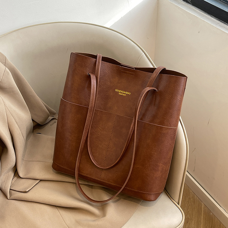 TOT2025 retro nuevo estilo coreano bolso madre de gran capacidad cubo de viaje de moda de hombro bolso axilar
