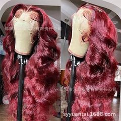 99j burグンディ・レース・フロント・ウィズズズ・ボディ・ウェーブ13x4 synchrotic wigs