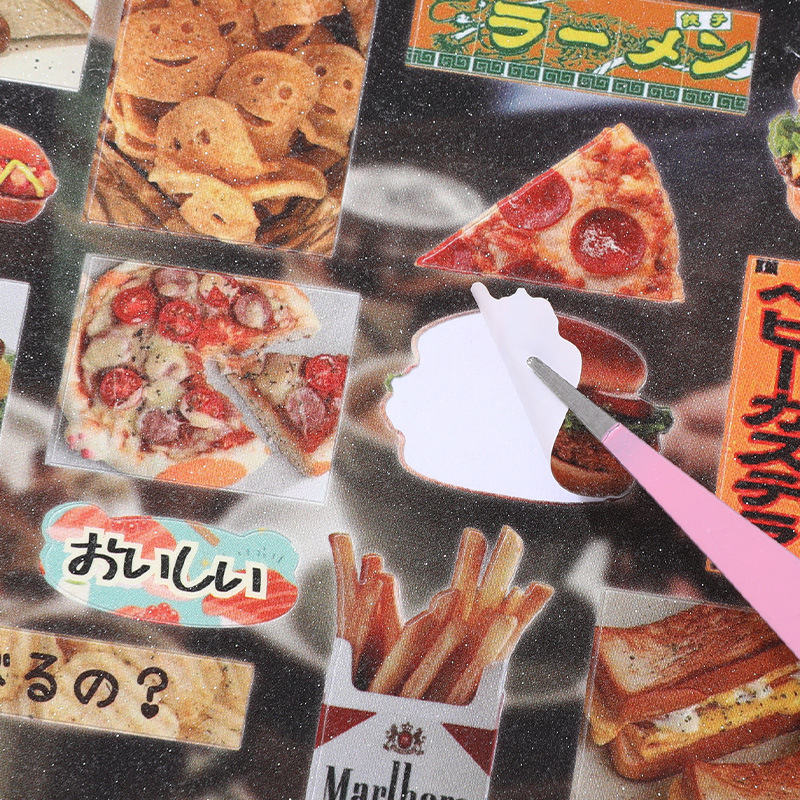Cinnamo pegatinas de comida japonesa grandes paquetes de coloridos pegatinas de comida antigua matriz de corte de cómic libro pegatinas de cuenta de mano