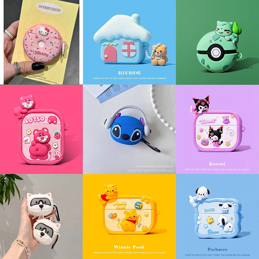 Apple, compatible headphones, cartoon protective case, pro2, bluetooth