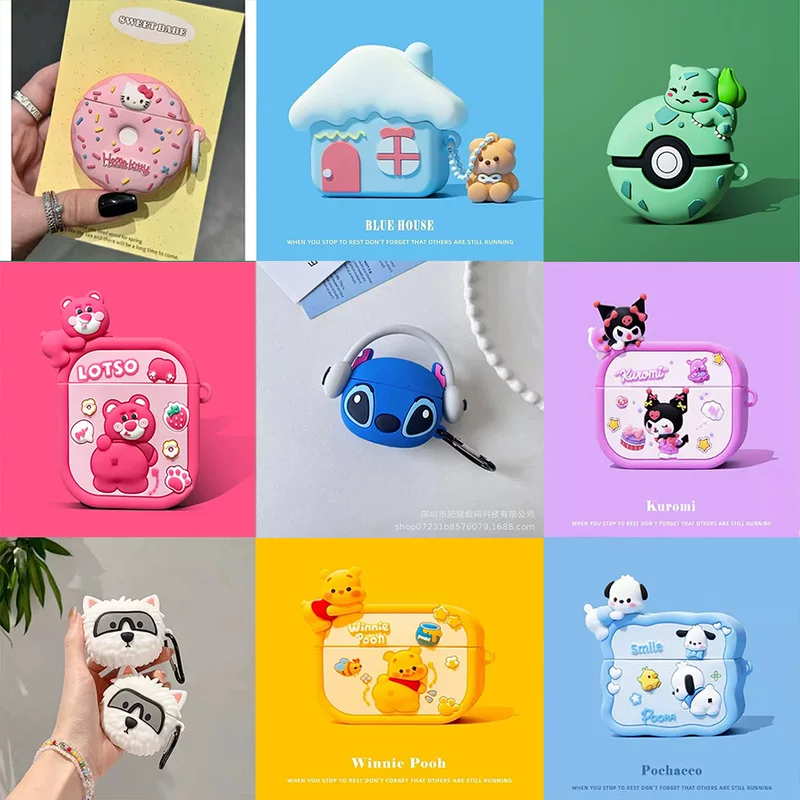 Apple, compatible headphones, cartoon protective case, pro2, bluetooth